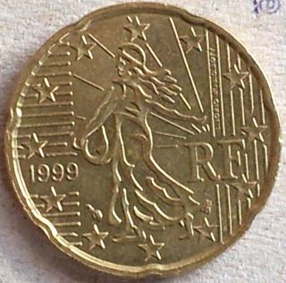 1999 France 20 Eurocent Coin Near Uncirculated photo