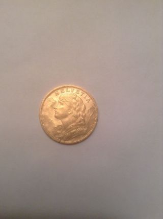 1927 Switzerland 20 Francs Helvetia Gold Coin photo