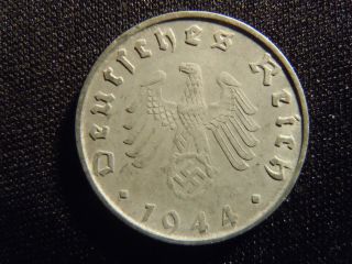 1944 - German - Ww2 - 10 - Reichspfennig - Germany - Nazi Coin - Swastika - World - 37 - Z - Cent photo