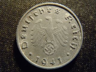 1941 - A - German - Ww2 - 10 - Reichspfennig - Germany - Nazi Coin - Swastika - World - Ab - 2662 - Cent photo