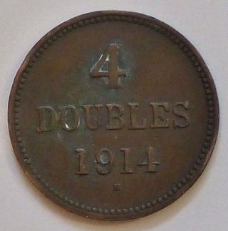 Circulated 1914 Guernsey - 4 - Doubles Coin photo