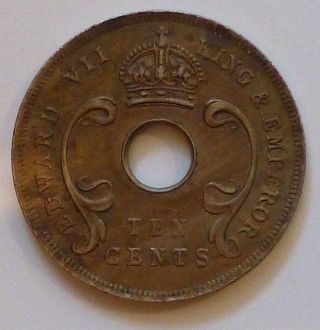 Circulated 1907 East Africa Edward Vii Ten Cent Coin photo