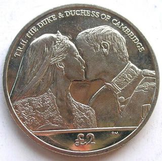 South Georgia 2012 Royal Wedding 2 Pounds Crown Coin,  Unc photo