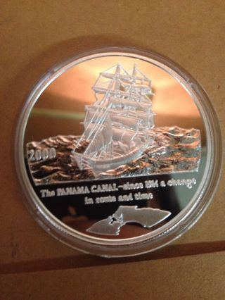 2000 1 Oz Silver Coin 10 Francs Republique Democratique Du Congo Panama Canal photo