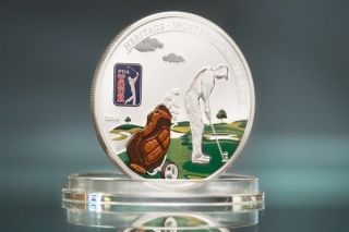 Cook 2014 Tour - Golf Bag 5 Dollars Colour Silver Coin,  Proof photo