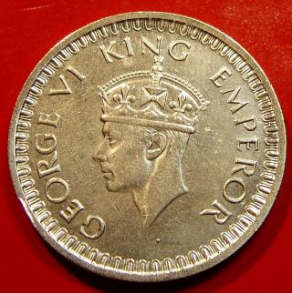 Silver British India 1943 1/2 Rupee.  Finer Sharp Grade Details.  24.  1mm 5.  84g photo