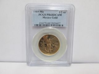 1989 - Mo Mexican 1/2 Onza Gold Proof - Pcgs Pr68dcam photo