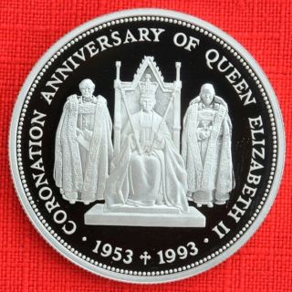 St Helena & Ascension: 1993 £2 Coronation 40th.  925 Silver Proof,  Cap,  Top Grade photo