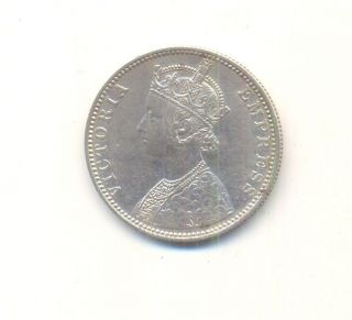 1889 British India Queen Victoria One Rupee Silver Coin Bombay Variety. photo