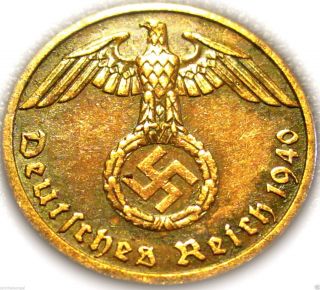 Germany - German 3rd Reich - German 1940a Reichspfennig Coin - Actual Ww2 Relic photo
