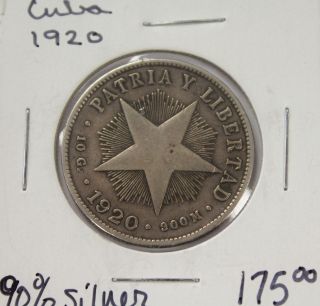 1920 Cuarenta Centavos Patria Y Libertad - 90 Silver photo