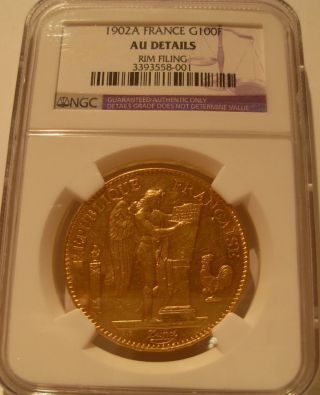 France 1902 A Gold 100 Francs Ngc Au Details Angel photo