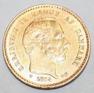 1874 Denmark 10 Kroner.  900 Gold Coin photo