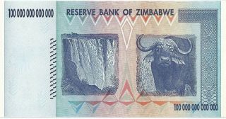 Zimbabwe 100 Trillion Dollars Note Unc 2008 Inflation Currency Aa Series photo