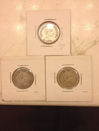 Extremely Rare Mintage 1911 - 1914 - 1933 Columbia 20 Silver Centavos. , photo