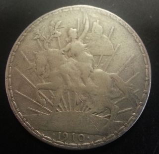Mexico 1910 Silver Un Peso 