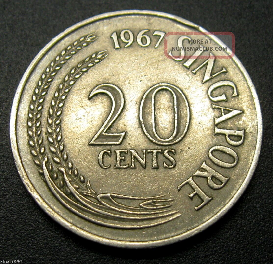 Singapore 20 Cents Coin 1967 Km 4 Swordfish