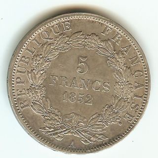 France 5 Francs 1852 Napoleon Iii photo