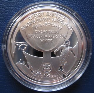 Football Silver 2 Lari Commemorative Coin Georgia 2006 photo