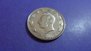 Ecuador 1980,  One Sucre.  Uncirculated? Dig Those Sideburns photo