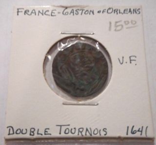 France Gaston Of Orleans Double Tournois 1641 Vf photo