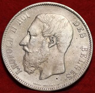 1870 Belgium 5 Francs Silver Foreign Coin S/h photo