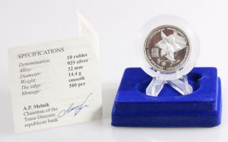 2008 Transnistria 10 Rubles Tulip Proof Silver Coin And Ogp photo