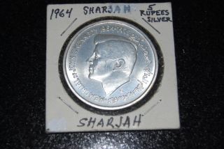 Sharjah Silver Coin 5 Rupees 1964 Uncirculated photo
