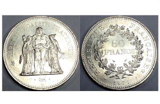 50 Francs 1976,  Choice B.  U. ,  Silver 