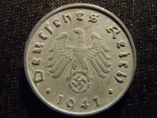 1941 - F - German - Ww2 - 10 - Reichspfennig - Germany - Nazi Coin - Swastika - World - Ab - 2824 - Cent photo
