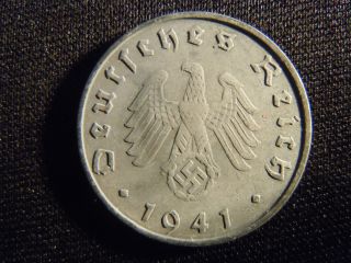 1941 - German - Ww2 - 10 - Reichspfennig - Germany - Nazi Coin - Swastika - World - 21 - Y - Cent photo