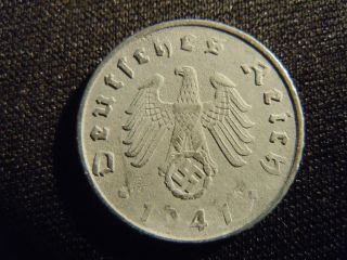 1941 - German - Ww2 - 5 - Reichspfennig - Germany - Nazi Coin - Swastika - World - 35 - Y - Cent photo
