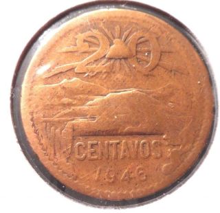 Circulated 1946 20 Centavos Mexican Coin photo