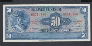 Mexico 50 Pesos 19 - 11 - 1969 Unc P.  49r,  Banknote,  Uncirculated photo