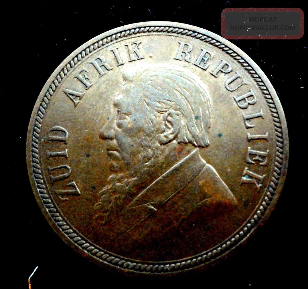 1898 South Africa Zar Bronze Paul Kruger Penny Higher Grade Coin Bargain Price 2 Africa photo
