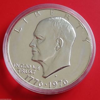 1976 Silver Eisenhower Ike Dollar Proof,  Us Capsule,  830 photo