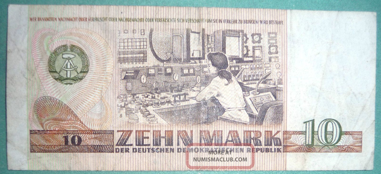 Ddr Note Color East Germany Ddr Gdr 10 Mark Note From 1985, P 28 B, Clara Zetkin