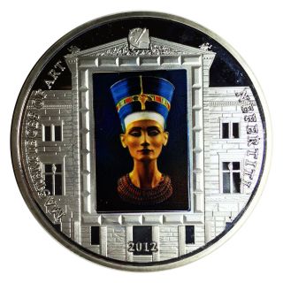 Cook Islands 2012 Masterpieces Of Art Nefertiti Clad Silver Plated Proof photo