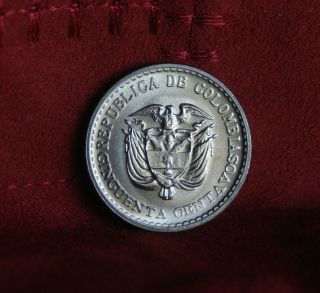 1965 50 Centavos Colombia Unc World Coin Bolivar Km225 Jorge Gaitan Low Mintage photo