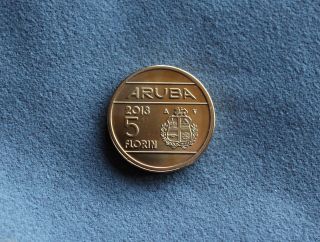 Aruba Commemorative 5 Florin Coin 2013 Unc - Rare & Hard To Find photo
