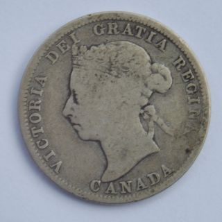 1900 Canada 25 Cents Coin.  Victoria.  Silver. photo