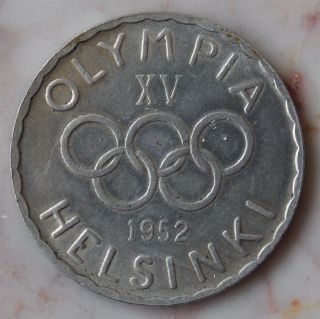 1952 Helsinki Finnish Olympic Silver Coin 500 Markkaa Mk Xv photo
