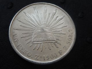 1900 Zs Fz Mexico Un Peso Silver Coin photo