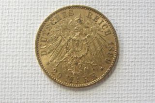 1899 Prussia Wilhelm Ii 20 Mark Uncirculated Gold Coin photo