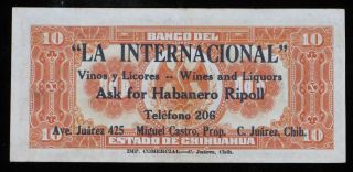 Mexico El Banco Del Estado De Chihuahua Advertising Ten Diez Pesos 1913 - photo