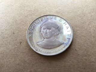 Haiti 25 Gourdes,  1973 Silver Christopher Columbus Comemorative Coin photo