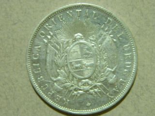 1893 Uruguay 1 Peso Silver Coin.  Actual Images. photo