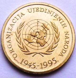 Croatia 10 Lipa 1995 United Nations - 50th Anniversary - Rare Commemorative Coin photo