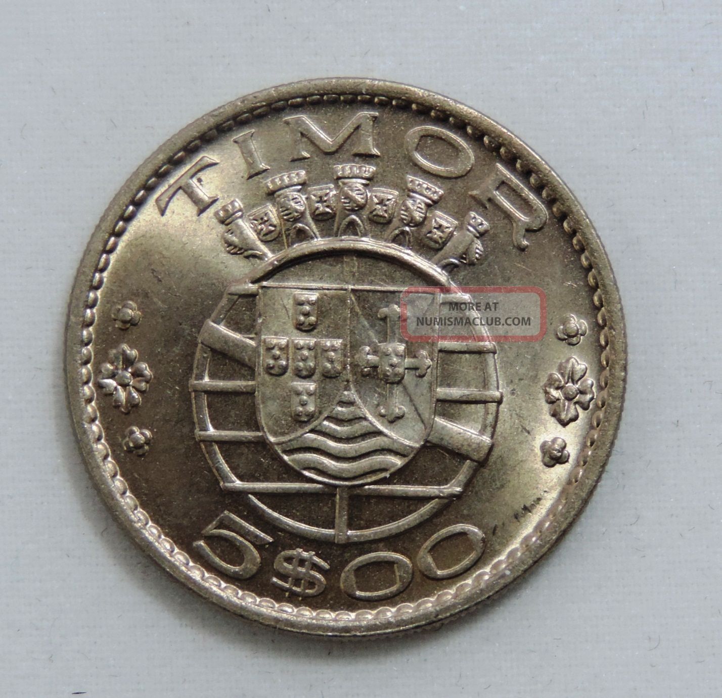 Timor Coin, 5$00 Escudos 1970 Unciruclated, Km 21 Nickel