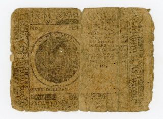 Nov.  29,  1775 $7 Continental Currency Note photo